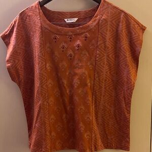 NWT Marketplace Handwork of India Embroidered Orange Top